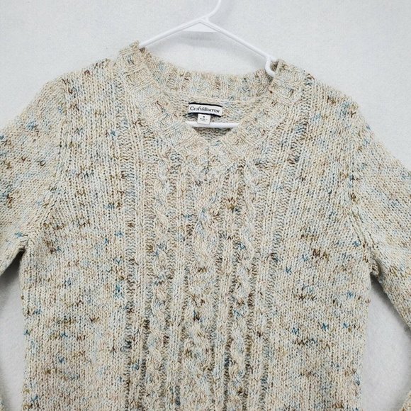 CROFT & BARROW Sweater Women's Long Sleeve Cable Knit Pullover Gray Size Medium - Picture 6 of 12